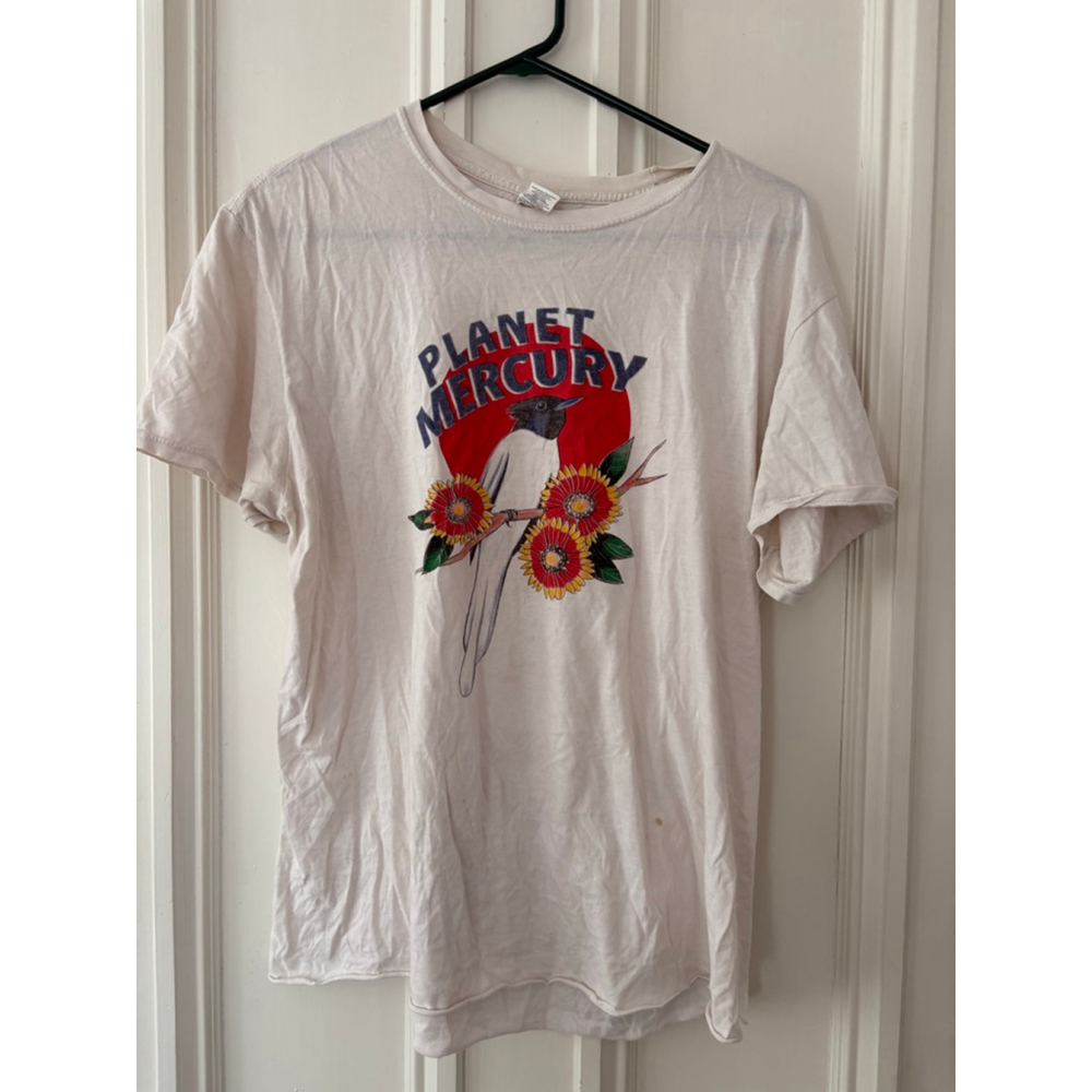 Vintage Planet Mercury Graphic Gildan Short Sleeve Tee Off-White Men's M